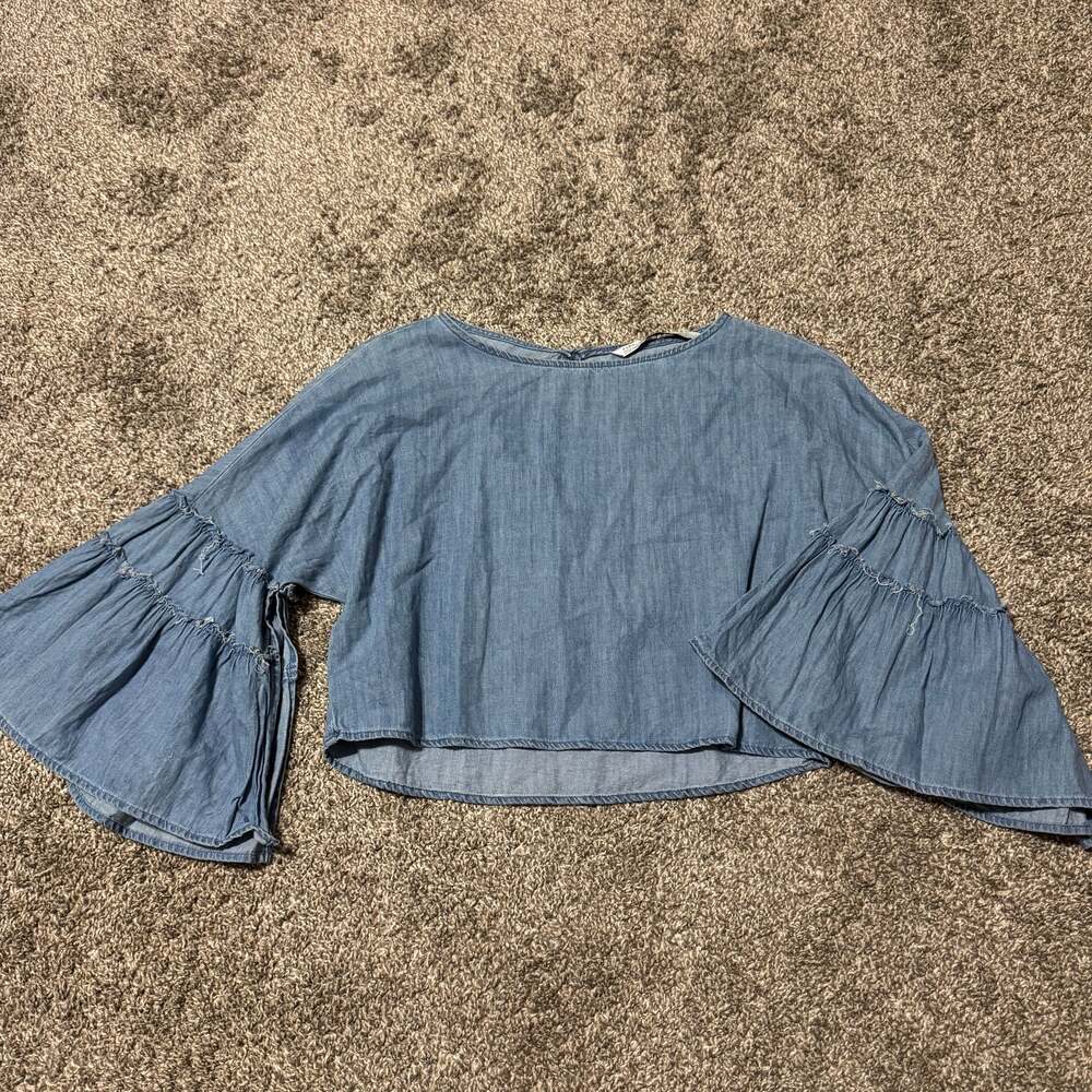 Zara - Trafaluc Bell Sleeve Denim Top S (4-6)